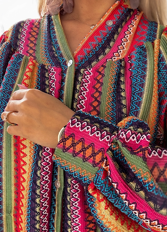 Koszula wiosenna OVERSIZE multi kolor RÓŻ - M863A