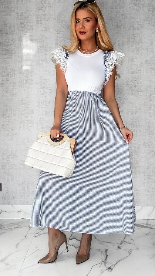 Luźna MAXI sukienka w paski ONE SIZE bawełniana - P491