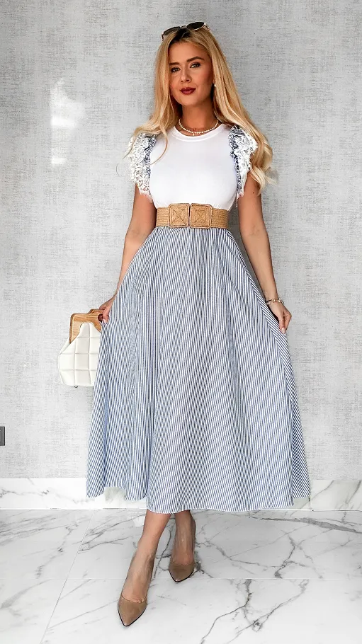 Luźna MAXI sukienka w paski ONE SIZE bawełniana - P491