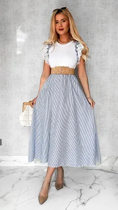 Luźna MAXI sukienka w paski ONE SIZE bawełniana - P491