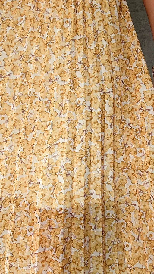 Długa plisowana spódnica w żółte kwiaty ONE SIZE - P304