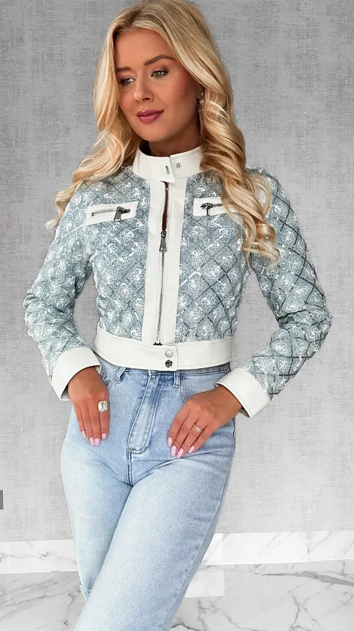 Ekskluzywna jeansowa katana łączona z eko skórą - P571