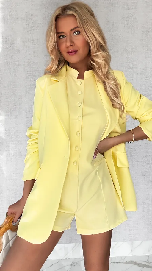 Elegancki klasyczny żółty kombinezon na ramiączkach ONE SIZE - P634