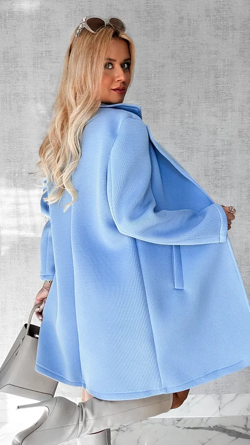 Wiosenny płaszcz zapinany na jeden guzik BLUE - P478A
