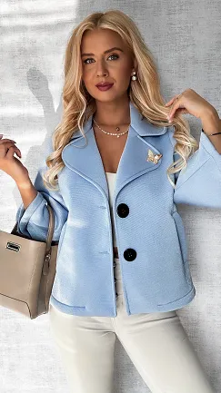 Modowy pudełkowy płaszcz na wiosnę z połyskiem BLUE - P602
