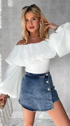 Niesamowita biała bluzka hiszpanka ONE SIZE - P527