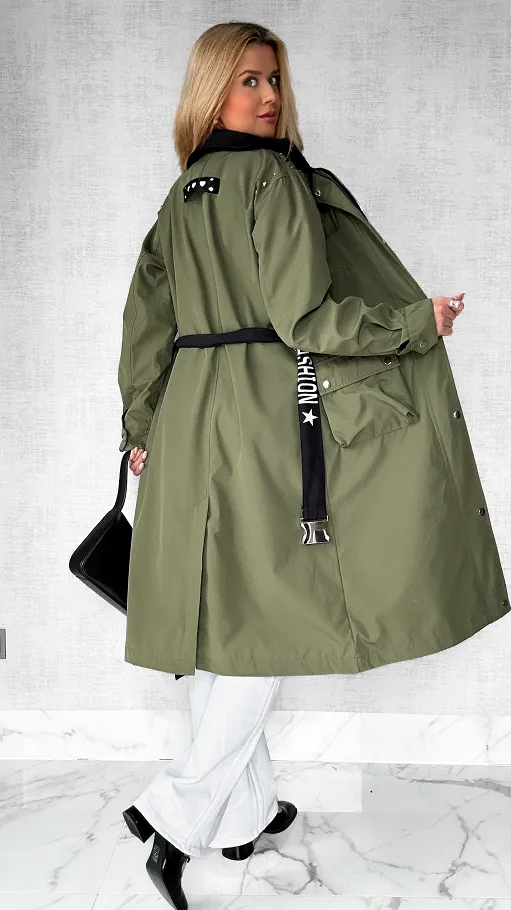 Wiosenny płaszcz kurtka PARKA w kolorze khaki - P584