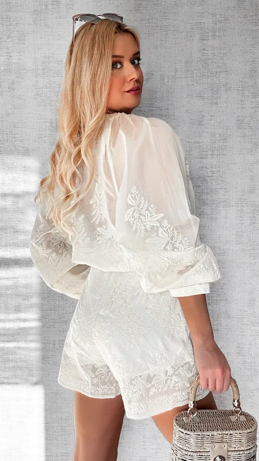 Piękny komplet mgiełka w stylu BOHO w kolorze ecru ONE SIZE - P477