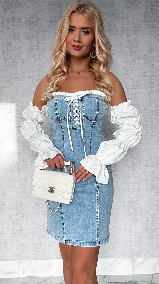 Wyjątkowa elastyczna sukienka jeansowa HISZPANKA - P372