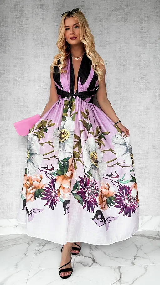 Idealna MAXI sukienka na wesele z bawełny - P546