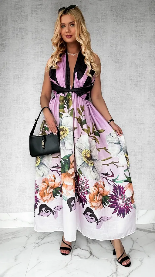 Idealna MAXI sukienka na wesele z bawełny - P546