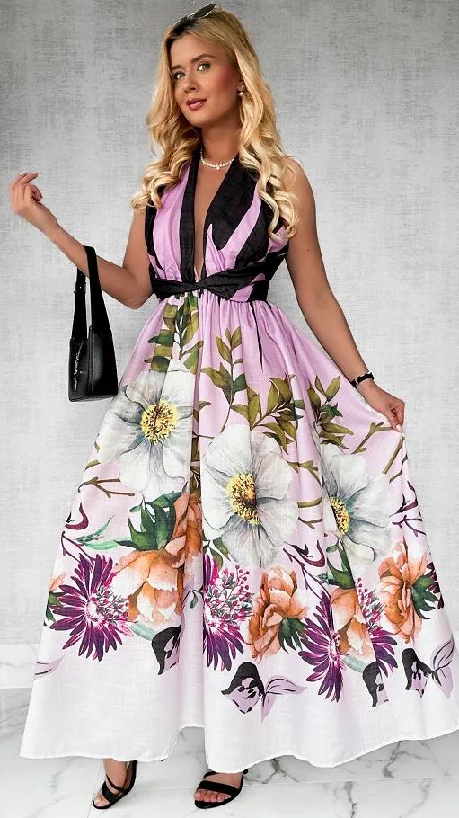 Idealna MAXI sukienka na wesele z bawełny - P546