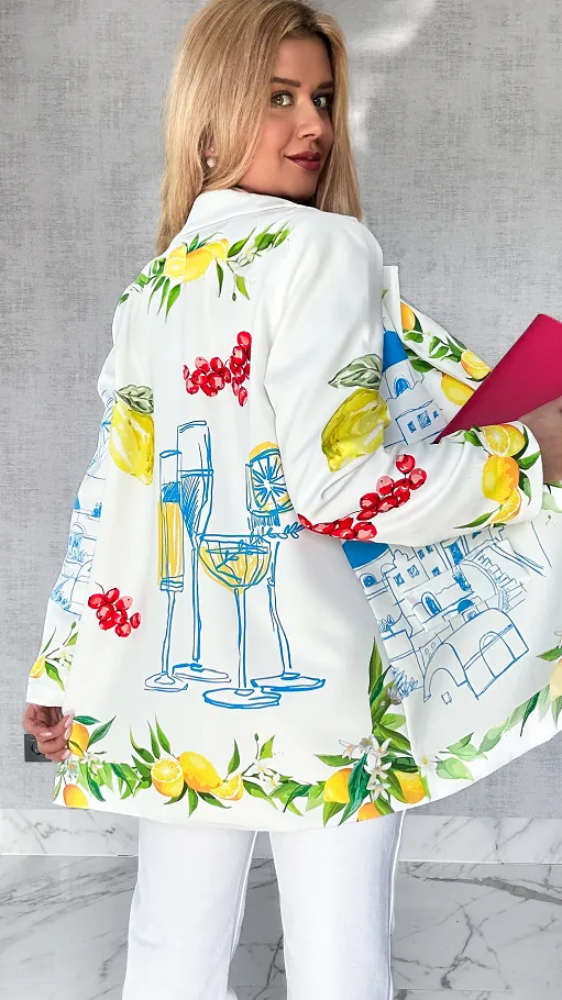 Świetna biała marynarka SANTORINI oversize - P554