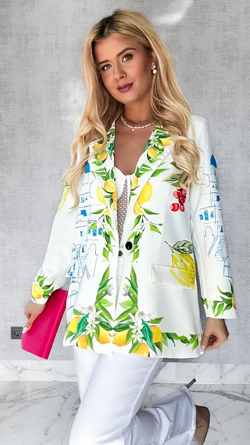 Świetna biała marynarka SANTORINI oversize - P554