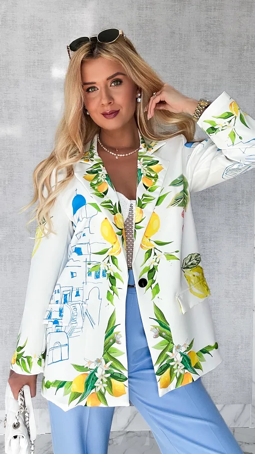 Świetna biała marynarka SANTORINI oversize - P554
