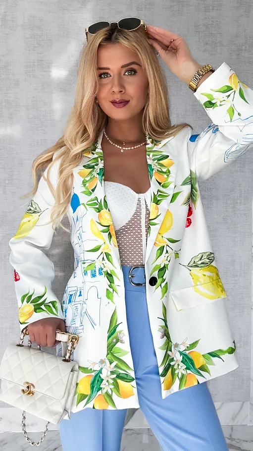 Świetna biała marynarka SANTORINI oversize - P554