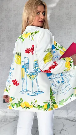 Świetna biała marynarka SANTORINI oversize - P554
