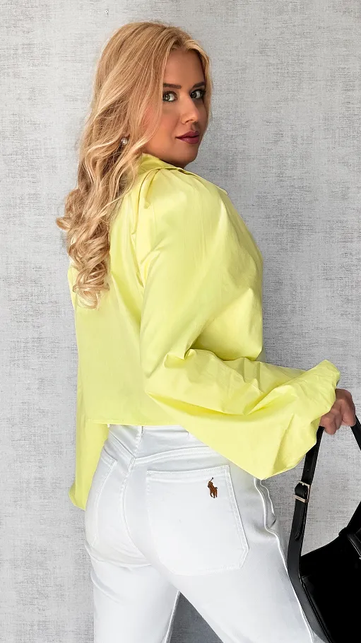 Ekstra żółta koszula zdobiona cyrkoniami ONE SIZE - P575