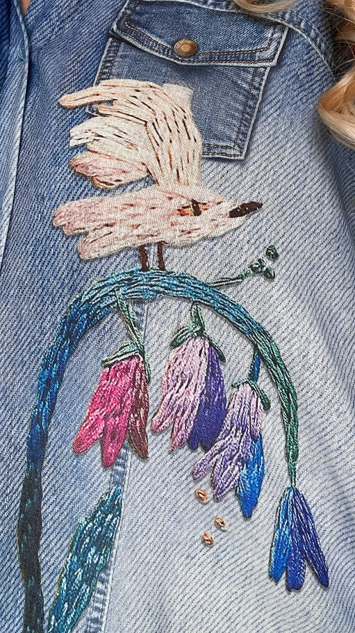 Długa asymetryczna lniana koszula w jeansowym wzorze OVERSIZE - P326
