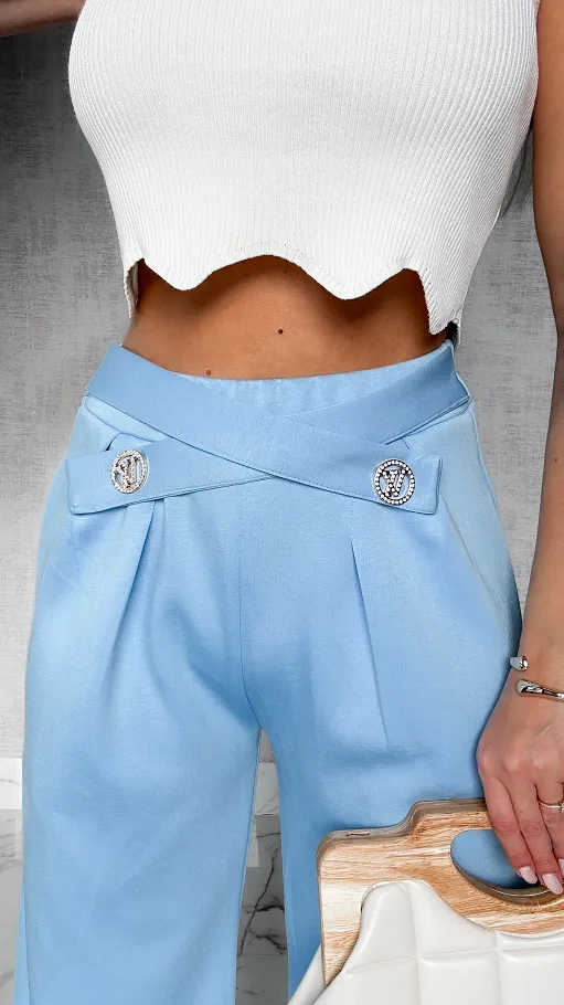 Wygodne spodnie z prostymi nogawkami ONE SIZE blue - P221A