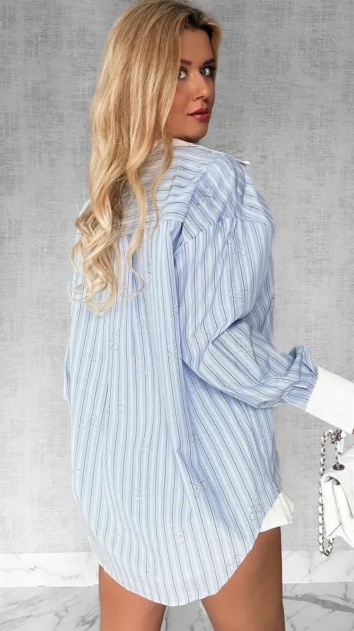 Koszula w paski zdobiona kokardkami z cyrkonii ONE SIZE - P591