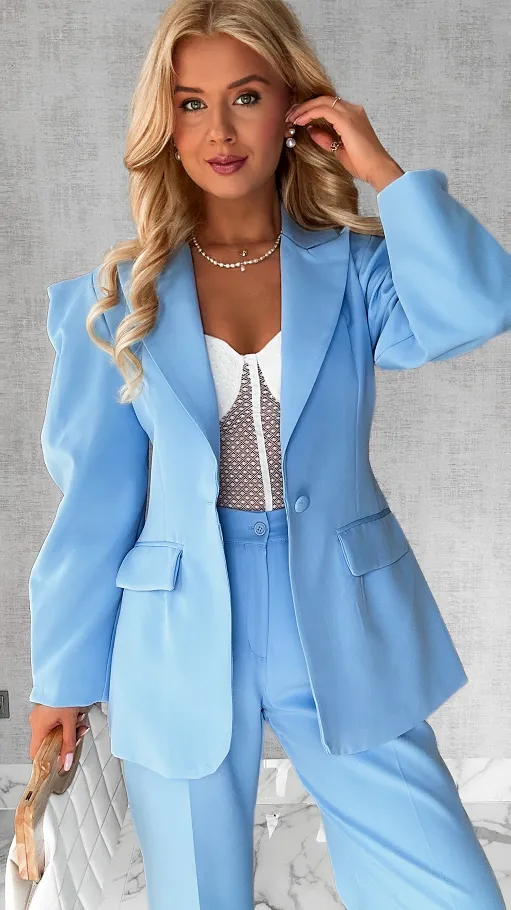 Modowa marynarka OVERSIZE w kolorze BLUE - P636