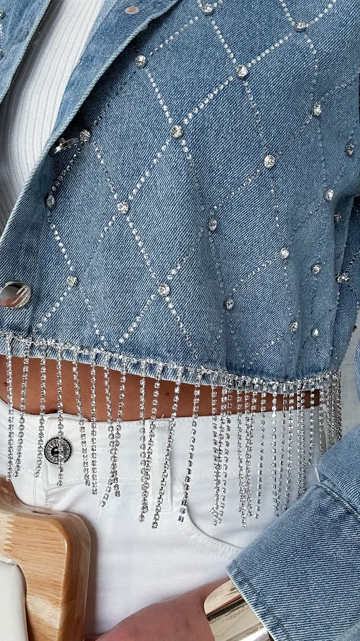 Ekstra katana jeansowa z cyrkoniami ONE SIZE - P558