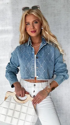 Ekstra katana jeansowa z cyrkoniami ONE SIZE - P558