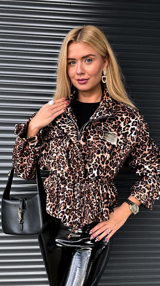 Ekstra płaszczyk w panterkę zapinany na zamek ONE SIZE - N630B