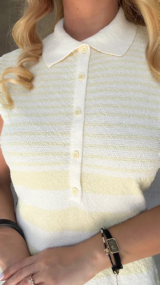 Sukienka polo w żółte paski FROTTE one size - P256B