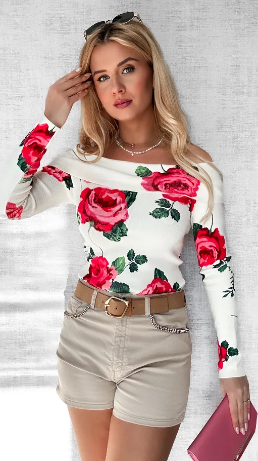 Wiosenna bluzka sweterkowa w stylu hiszpanki ONE SIZE - P469