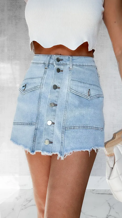 Jeansowe spódnico-spodenki z guzikami BLUE JEANS elastyczne - P530
