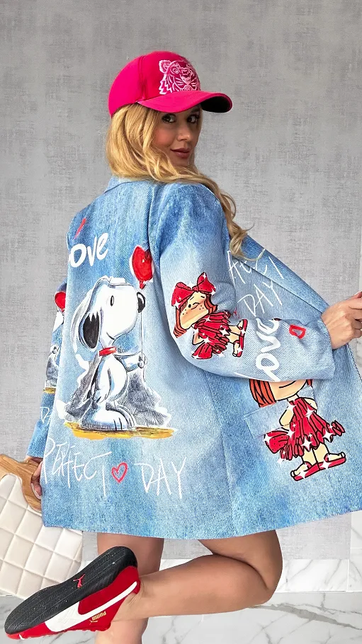Modna marynarka OVERSIZE imitacja jeansu PERFECT DAY - P412