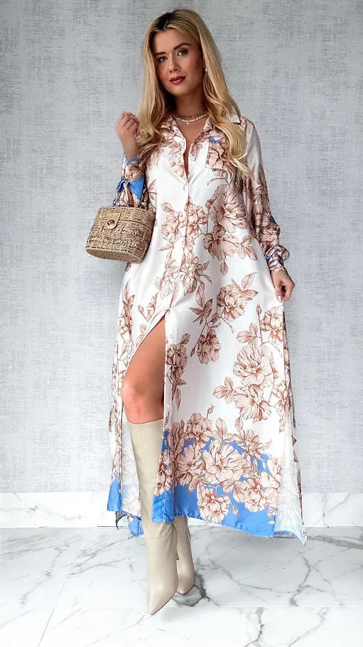 Długa maxi sukienka na guziki w kwiaty ONE SIZE - P499