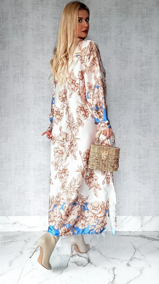 Długa maxi sukienka na guziki w kwiaty ONE SIZE - P499