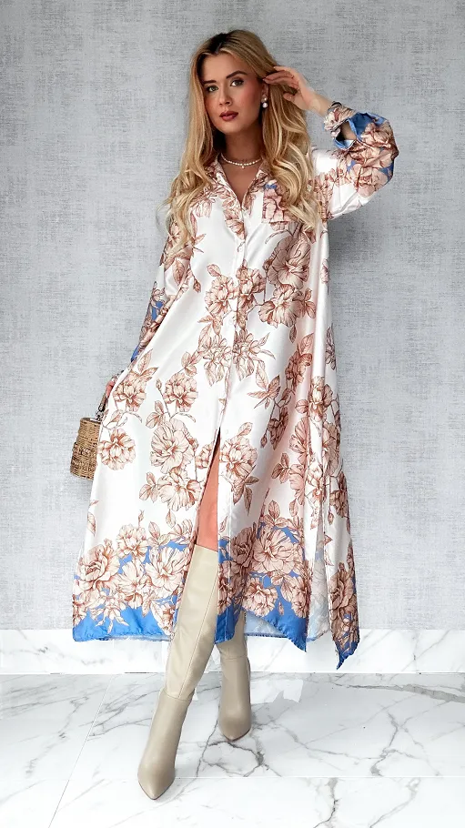 Długa maxi sukienka na guziki w kwiaty ONE SIZE - P499