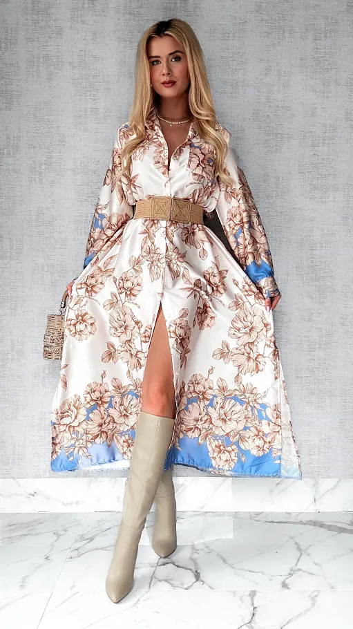 Długa maxi sukienka na guziki w kwiaty ONE SIZE - P499