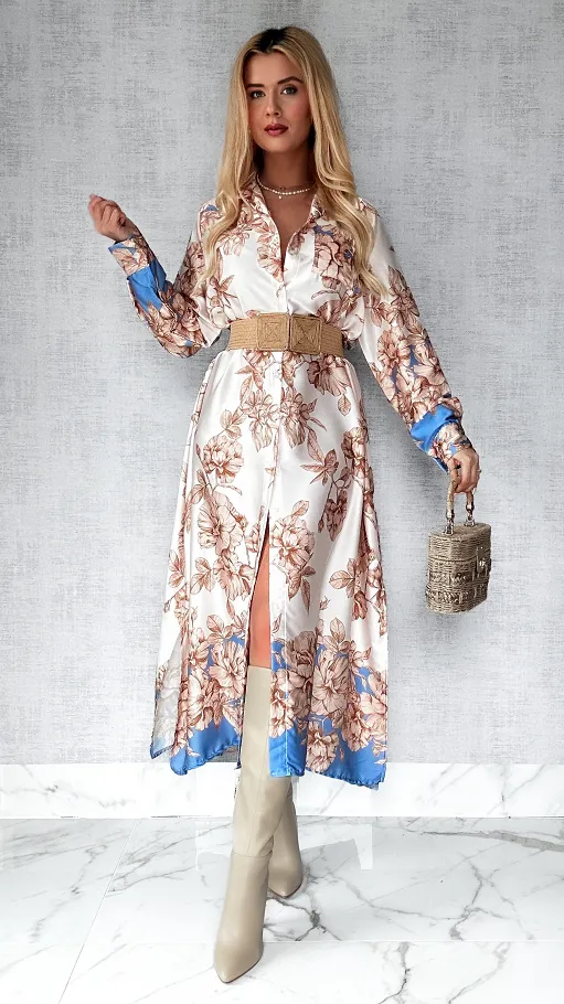 Długa maxi sukienka na guziki w kwiaty ONE SIZE - P499