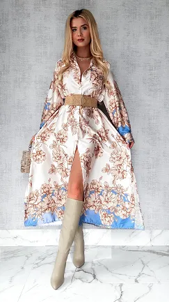 Długa maxi sukienka na guziki w kwiaty ONE SIZE - P499